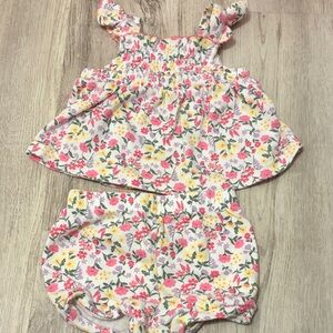 Little Lass Floral Jumpsuit with Pink and Yellow Accents
